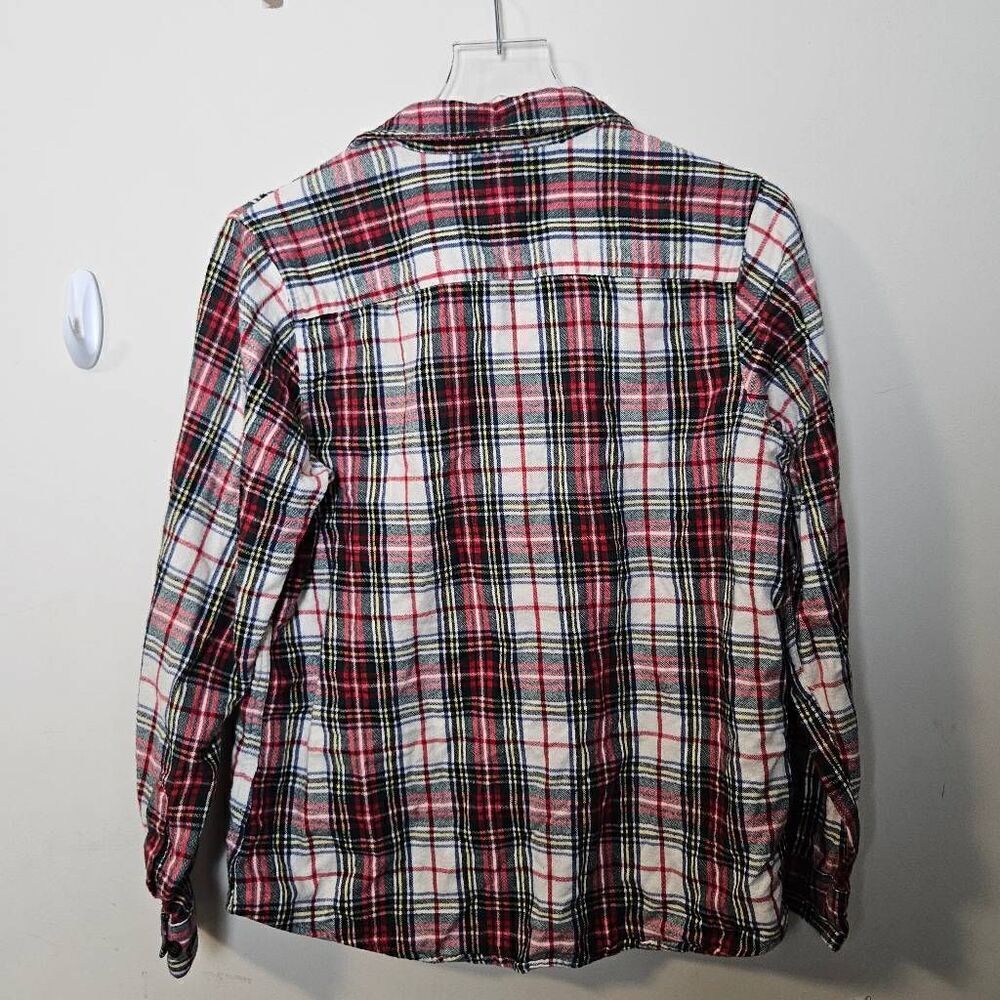 L.L. Bean Women's Scotch Plaid Flannel Shirt, Relaxed Small Red White Green - Picture 3 of 3